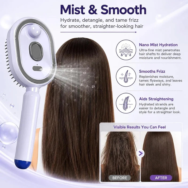 Electric Spray Retractable Air Cushion Comb – Hair Mist & Detangling Brush
