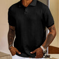 Men's Textured Polo Shirt – Short Sleeve Casual Slim Fit T-Shirt